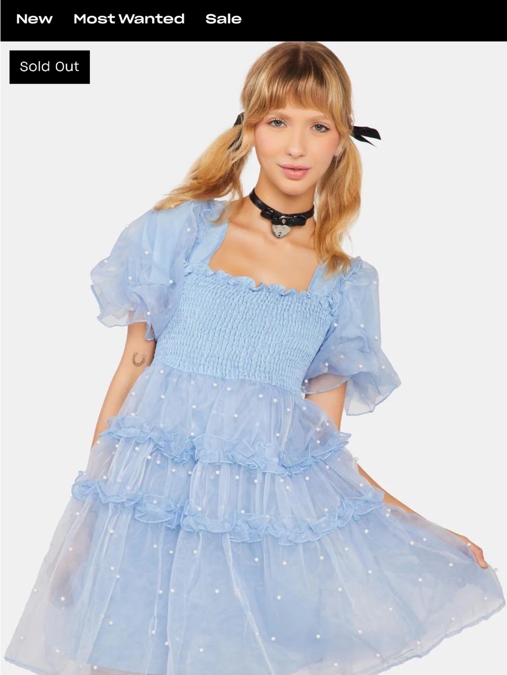 Sister Jane Pale Blue Polka Dot Tulle Mini Dress